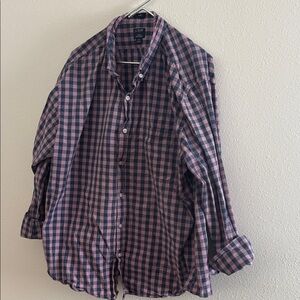 J. Crew Pink and Navy Gingham Cotton Button-Down Shirt